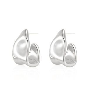 Chunky Silver Earrings for Women, 14K Silver Plated Geometric Dangle